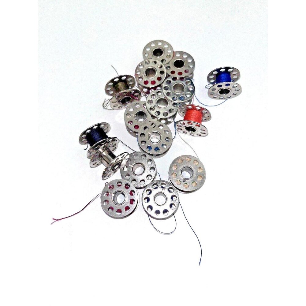 16 Vintage Bobbins 10 Hole Stainless Steel Metal Sewing Machine Thread